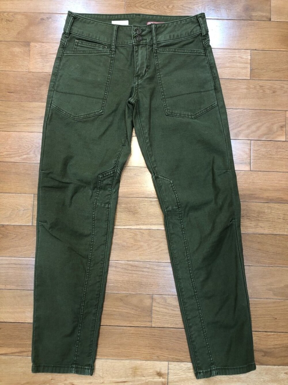 Pilcro The Wanderer Mid Rise Tapered Leg Green Trousers Boho Utility Size 25